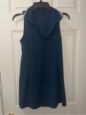 Ewedoos Women's Small Tennis Golf Dress Sleeveless Quarter Zip Teal Blue